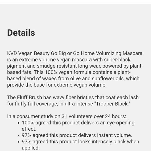 MINI KVD VEGAN BEAUTY GO BIG OR GO HOME MASCARA. - Picture 5 of 8
